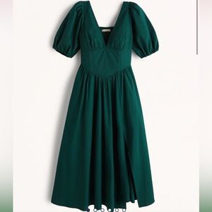 Puff Sleeve Corset Midi Dress